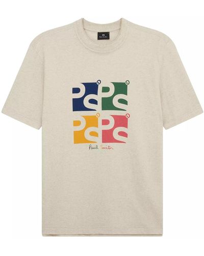 PS by Paul Smith Reg Fit Ss T Shirt Square Ps - Grey