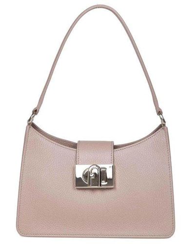 Furla 1927 S Shoulder Bag In Soft Greige Leather - Pink
