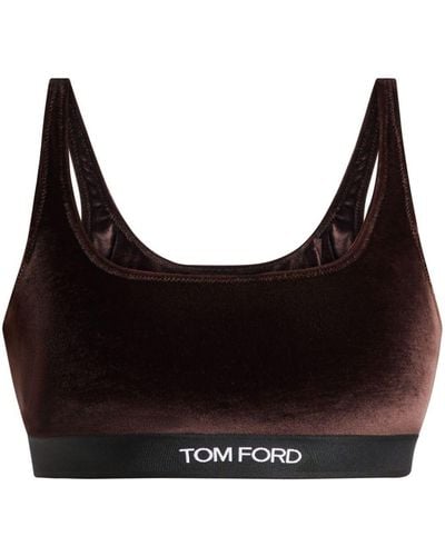 Tom Ford Stretch Lustrous Velour Signature Bralette Clothing - Black