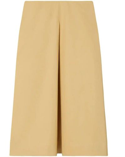 Tory Burch Pleated Midi Cotton Skirt - Natural