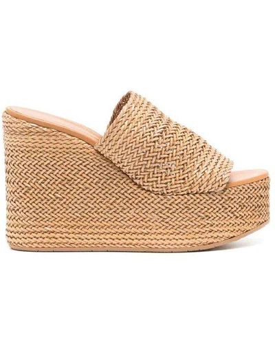 Casadei Twiga Woven Sabot With Wedge - Natural