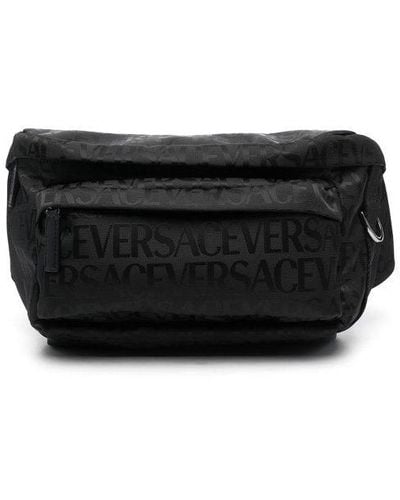 Versace All Over Logo Nylon Belt Bag - Black