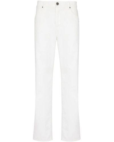 Balmain Straight Jeans With Embroidery - White