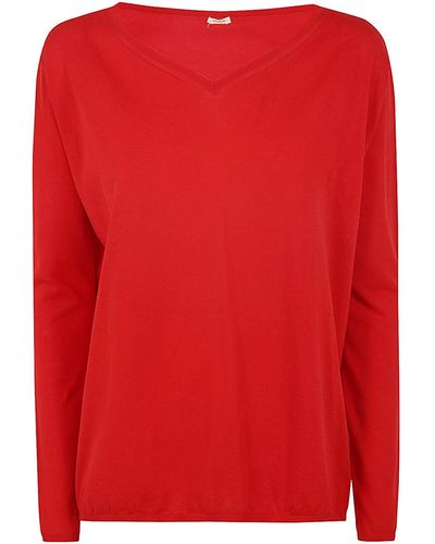 A PUNTO B V Neck Sweater - Red