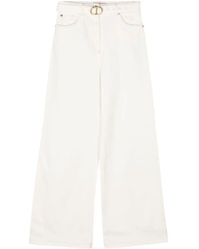 Twin Set Wide Leg Jeans With Belt - White