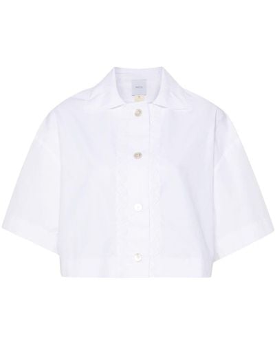 Patou Wave-appliqué Cropped Shirt - White