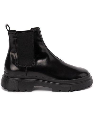 Hogan `h629` Leather Boots - Black
