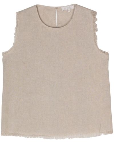 Antonelli Adrien Sleeveless Top With Fringes - Natural
