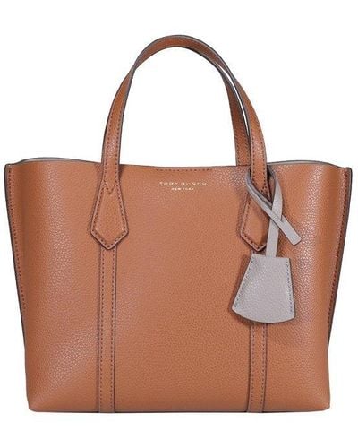 Tory Burch Perry Small Triple Compartment Leather Tote - Brown