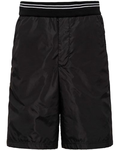 Prada Enamel Triangle-logo Elasticated-waist Shorts - Black