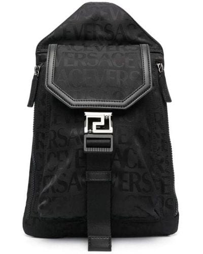 Versace Logo One-shoulder Backpack - Black