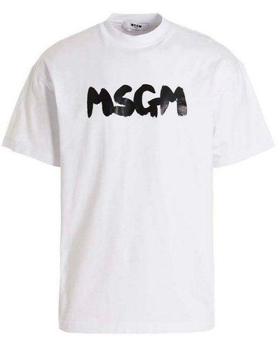 MSGM T-Shirt Stampa Logo - Bianco