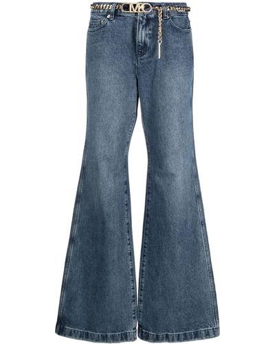 MICHAEL Michael Kors Wide Flared Jeans With Belt - Blue