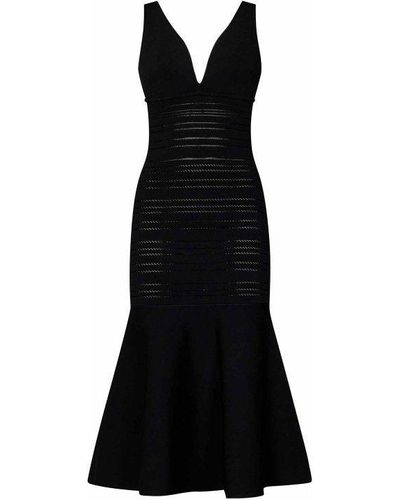 Victoria Beckham Frame Detail Dress Midi Dress - Black