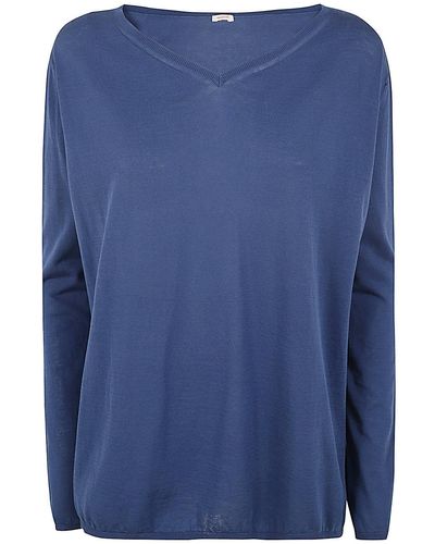 A PUNTO B V Neck Sweater - Blue