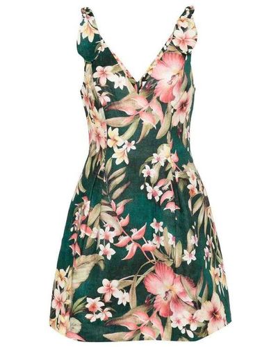 Zimmermann Lexi Floral-print Mini Dress - Green