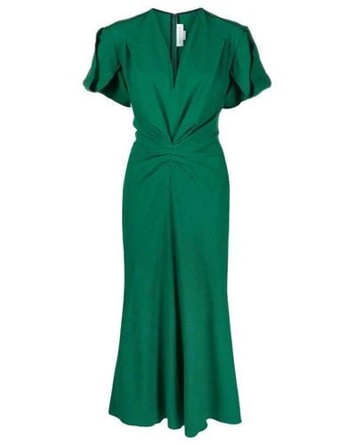 Victoria Beckham Gathered Waist Dresses - Green