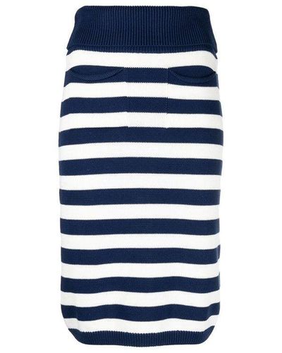 KENZO Striped Long Cotton Skirt - Blue