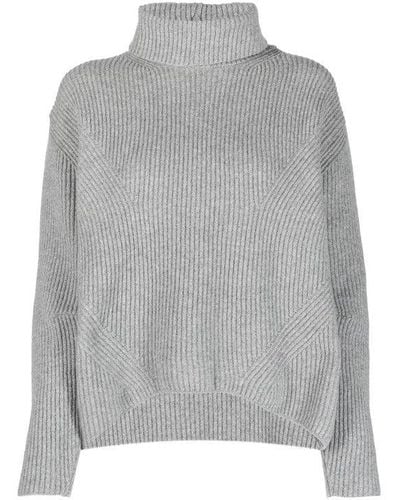 Pinko Roll-neck Ribbed Sweater - Gray