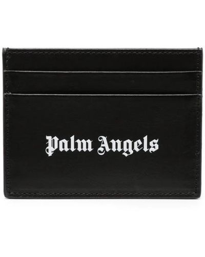 Palm Angels Logo-print Leather Card Holder - Black