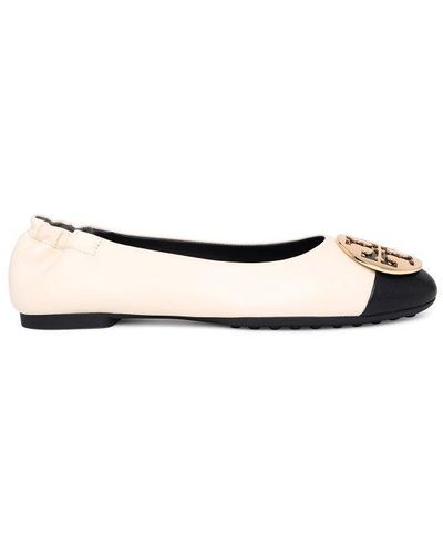 Tory Burch Claire Ballerina In Two-tone Leather - White