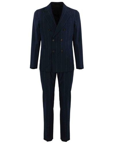 Eleventy Double-breasted Pinstripe Suit - Blue