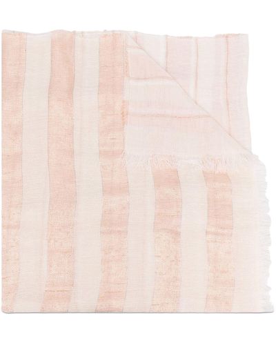 Fabiana Filippi Stripe-print Frayed-edge Scarf - Pink