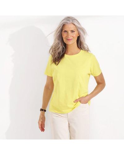 Lands' End Supima Kurzarm-Shirt mit rundem Ausschnitt - Gelb