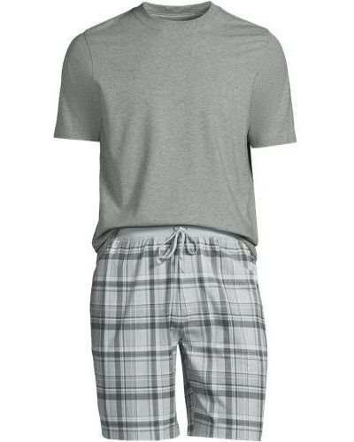 Lands' End Kurzes Pyjama-Set aus Stretch-Jersey - Grau