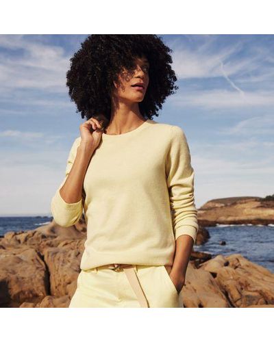 Lands' End Kaschmir-Pullover mit rundem Ausschnitt - Gelb