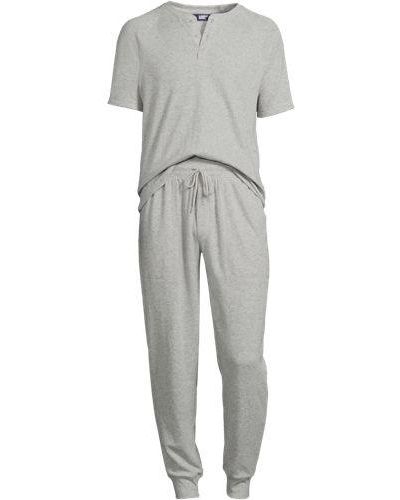 Lands' End Pyjama-Set aus Waffel-Jersey - Grau