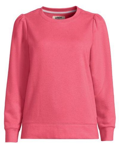 Lands' End Sweatshirt SERIOUS SWEATS mit Puffärmeln - Pink