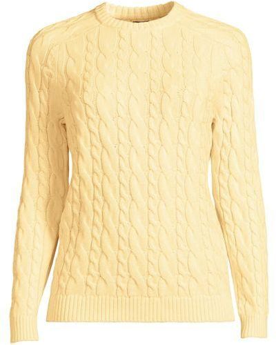 Lands' End Baumwollpullover DRIFTER mit rundem Ausschnitt - Gelb