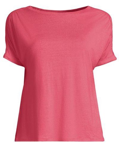 Lands' End Leinen/Modal-Shirt mit kurzen Ärmeln - Pink