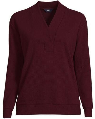 Lands' End Schalkragenpullover aus Ottoman - Lila