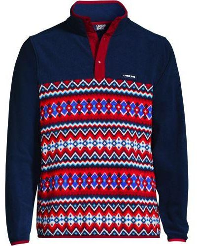 Lands' End Fleecepullover mit Druckknopfleiste - Rot