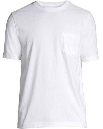 Lands' End Super-T Kurzarm-Shirt mit Brusttasche, Classic Fit - Weiß