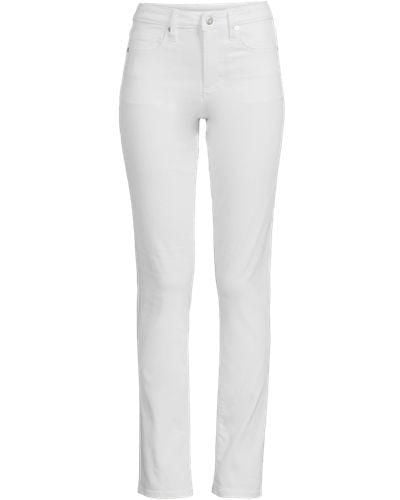 Lands' End Unifarbene Straight Fit Jeans Mid Waist - Weiß