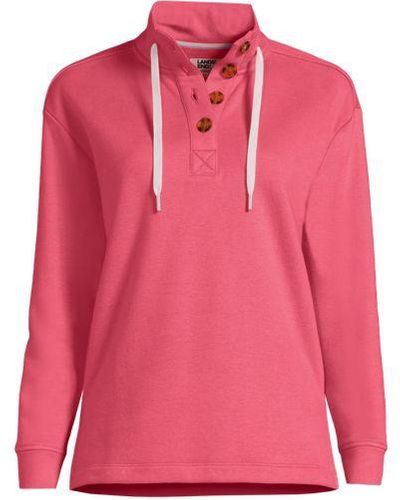 Lands' End Pullover SERIOUS SWEATS mit Knopfleiste - Pink