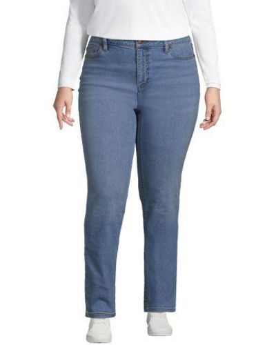Lands' End Straight Fit Recover Jeans Mid Waist - Blau