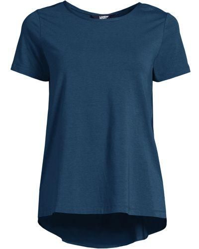 Lands' End Baumwolle/Modal-Shirt mit Web-Rücken - Blau