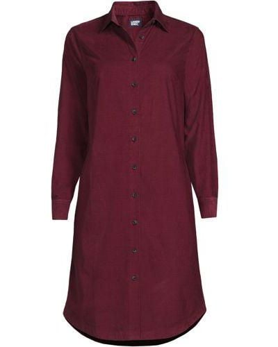 Lands' End Feincord-Blusenkleid aus Baumwolle - Rot