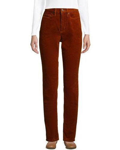 Lands' End Breitcordhose High Waist Straight Fit - Braun