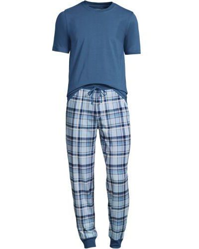 Lands' End Pyjama-Set aus Baumwoll-Jersey - Blau