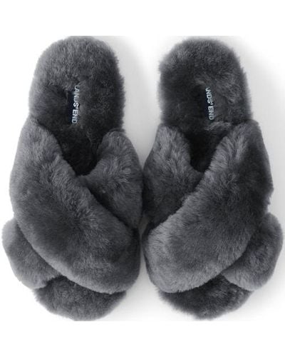 Lands' End Lammfell-Slipper - Schwarz