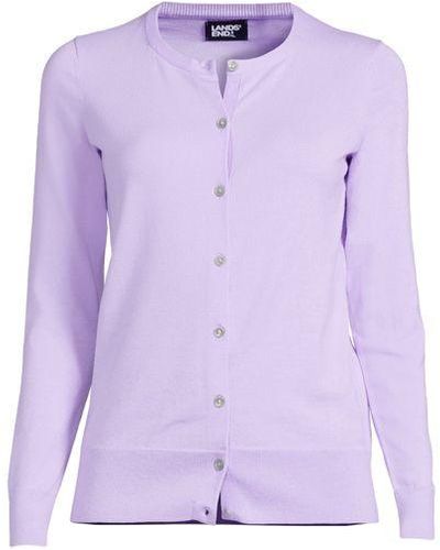 Lands' End Supima Feinstrick-Cardigan - Lila