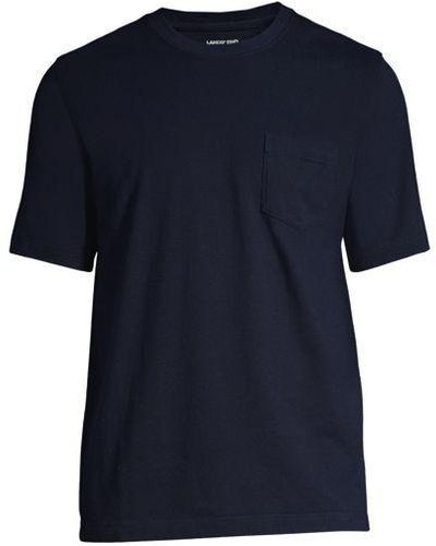 Lands' End Super-T Kurzarm-Shirt mit Brusttasche, Classic Fit - Blau