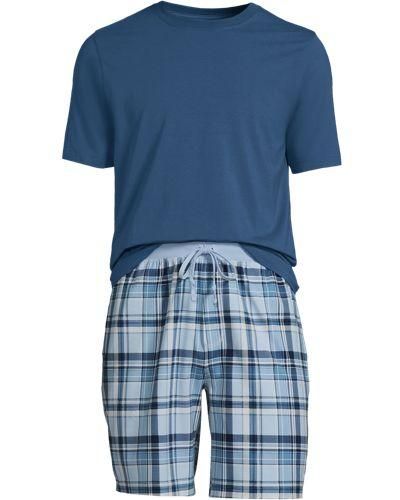 Lands' End Kurzes Pyjama-Set aus Stretch-Jersey - Blau