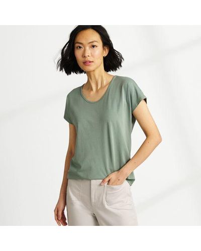 Lands' End Shirt aus Baumwolle/Modal-Mix mit Ballett-Ausschnitt - Grün