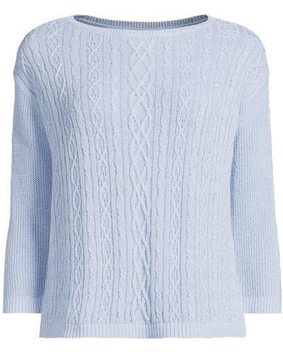 Lands' End Pullover aus Leinenmix mit 3/4-Ärmeln - Blau